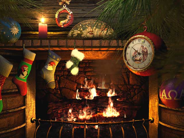 holidays  screensavers fireside christmas animated fireplace