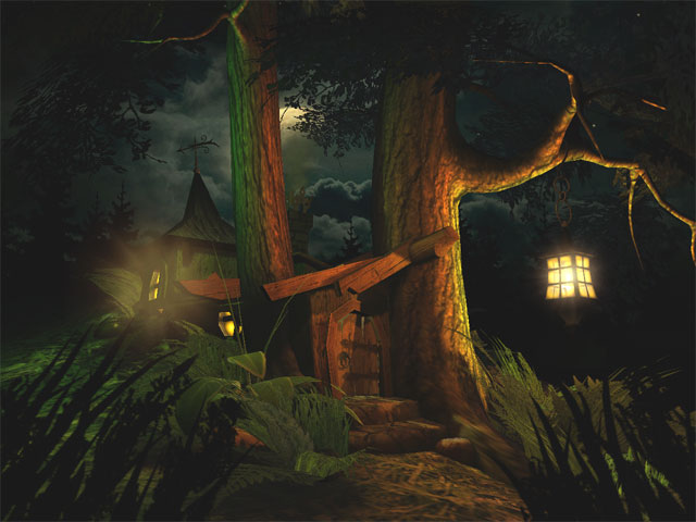 3d, screensaver, fantasy, moon, night, forest