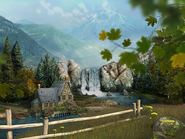 Nature 3D Screensavers - Mountain Waterfall - Feel unity with nature!